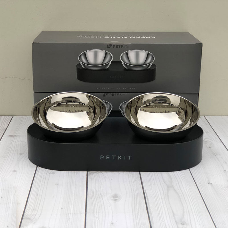 Single Double Set Adjustable Anti Slip Stainless Steel Bowls For Cats Kittens