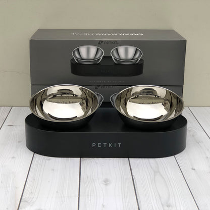 Single Double Set Adjustable Anti Slip Stainless Steel Bowls For Cats Kittens