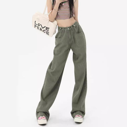 Womens Hip Hop High Street Wide Leg Denim Jeans