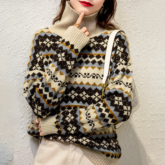 Women Thick Fleece Black Cat Printed Sweater