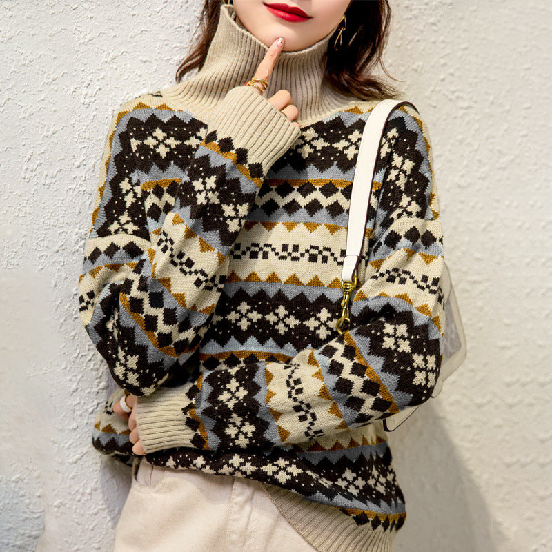 Women Thick Fleece Black Cat Printed Sweater