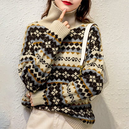 Women Thick Fleece Black Cat Printed Sweater