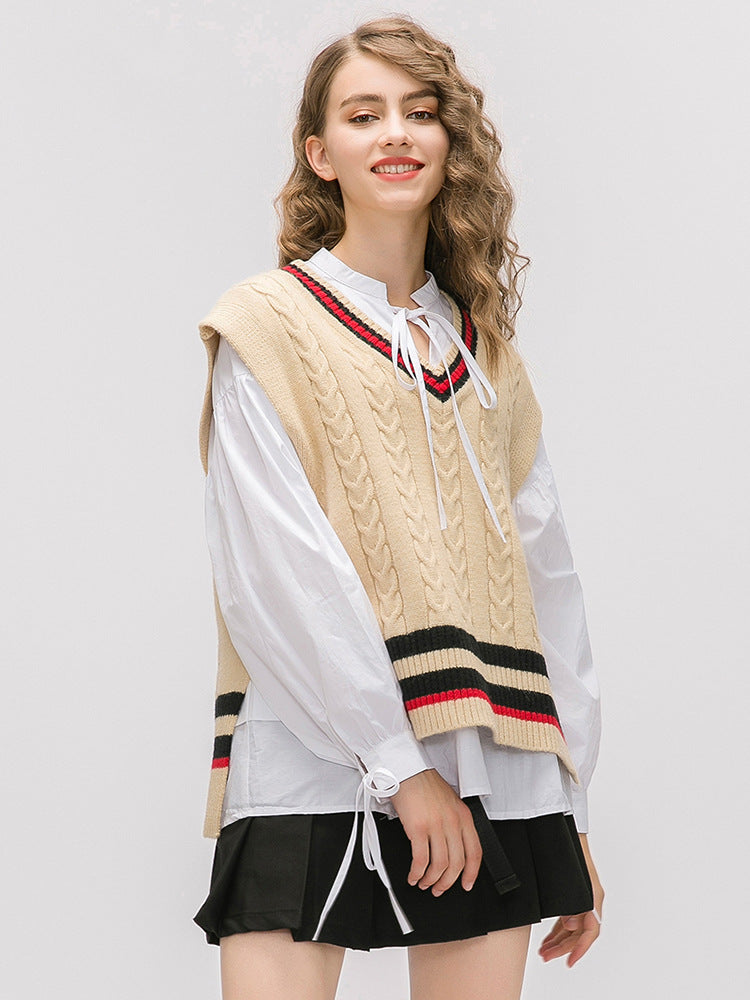 K Delight Sleeveless Badge Sweater Set