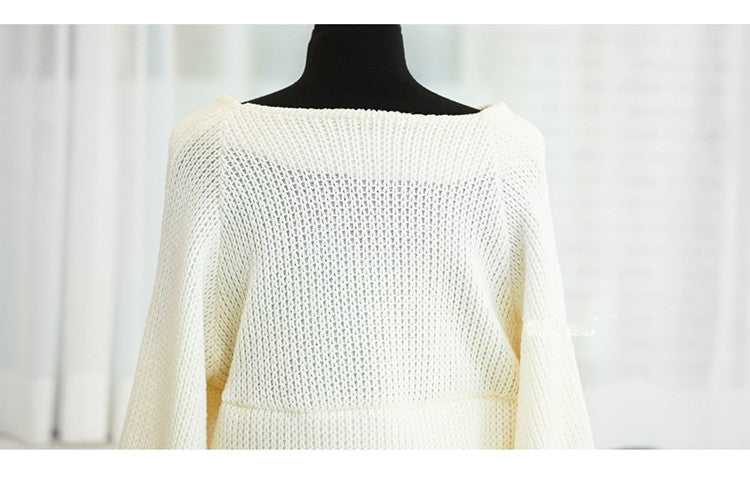 Chic White V Neck Knit Sweater
