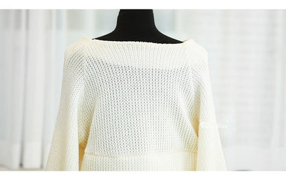 Chic White V Neck Knit Sweater