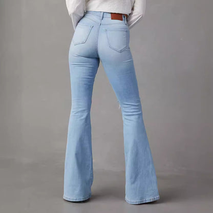 New Casual Ripped Women Blue Jeans Pants