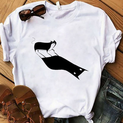 Sarcasm Themed Drinking Cat Summer Women T-Shirts