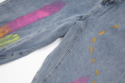 American Street Style Graffiti Print Jeans