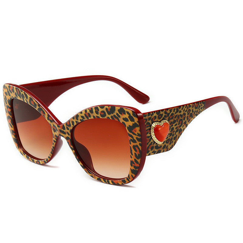 Womens Leopard Frame Oversized Cat Eye Glasses
