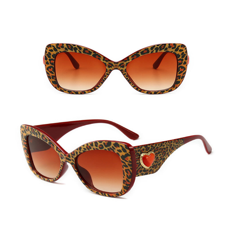 Womens Leopard Frame Oversized Cat Eye Glasses