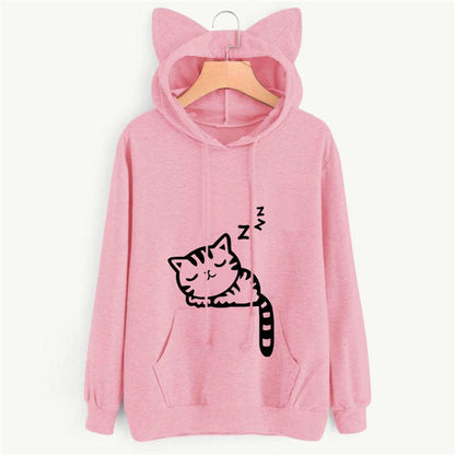 Women Black Theme Meow Sweatshirts