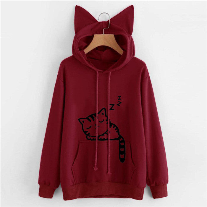 Women Black Theme Meow Sweatshirts