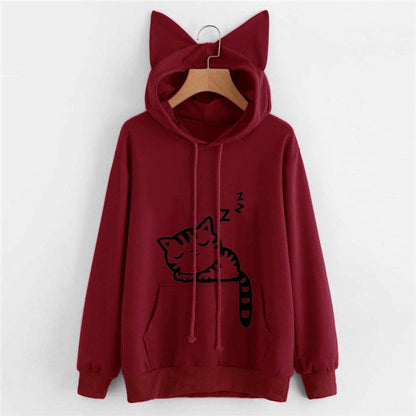 Women Black Theme Meow Sweatshirts