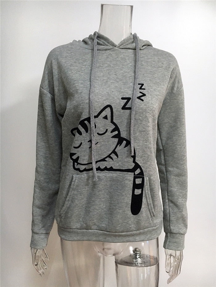 Women Black Theme Meow Sweatshirts