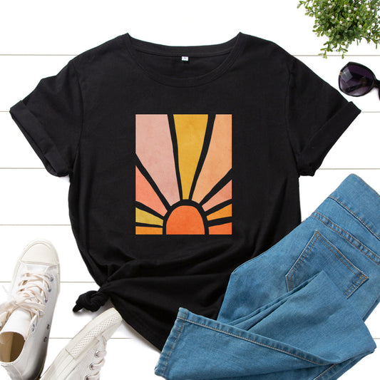 Aesthetic Woman Themed Abstract Graphic Print Women Tops T-Shirts