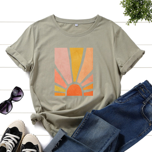 Aesthetic Woman Themed Abstract Graphic Print Women Tops T-Shirts