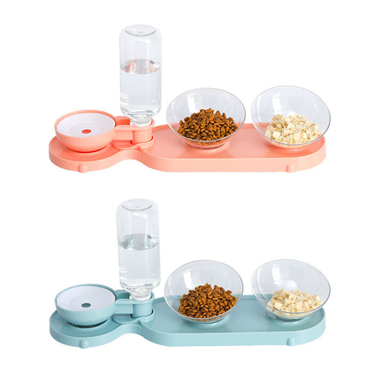 Non Slip 15 Degrees Pet Feeder Double Bowl