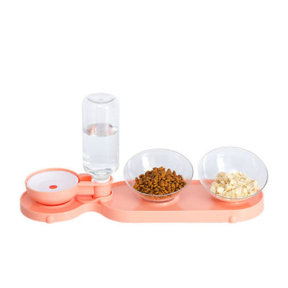 Non Slip 15 Degrees Pet Feeder Double Bowl