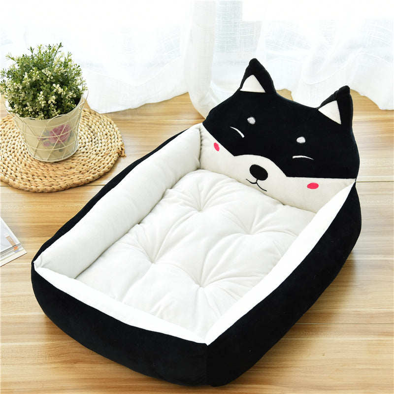 Kawaii Comfort: Adorable Pale Yellow Anime Cat Plush Pet Bed