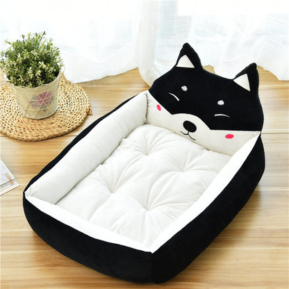 Kawaii Comfort: Adorable Pale Yellow Anime Cat Plush Pet Bed