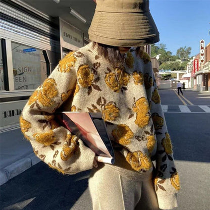 Bloomburst O Neck Floral Sweater