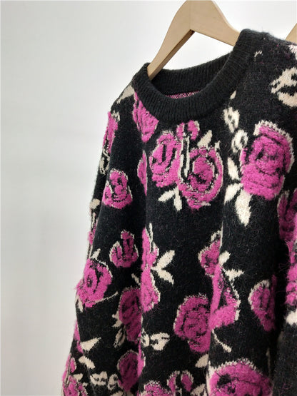 Bloomburst O Neck Floral Sweater