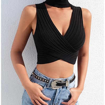 Womens Patched Bellyband Tank Tops