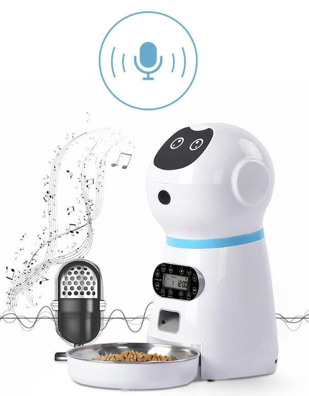Voice Record LCD Screen Timer Stainless Steel Automatic Pet Feeder