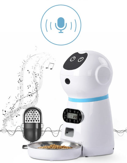 Voice Record LCD Screen Timer Stainless Steel Automatic Pet Feeder