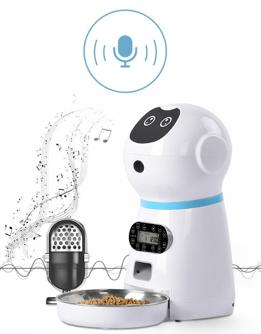 Voice Record LCD Screen Timer Stainless Steel Automatic Pet Feeder