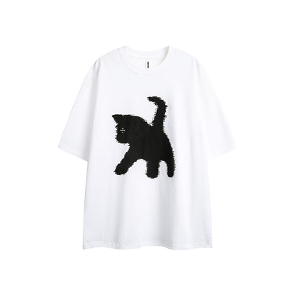 Womens Cartoon Funny Cat T-Shirt