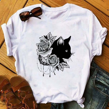 Sarcasm Themed Drinking Cat Summer Women T-Shirts