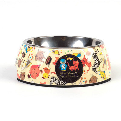 Cats Stainless Steel Cartoon Meow Print Bowl