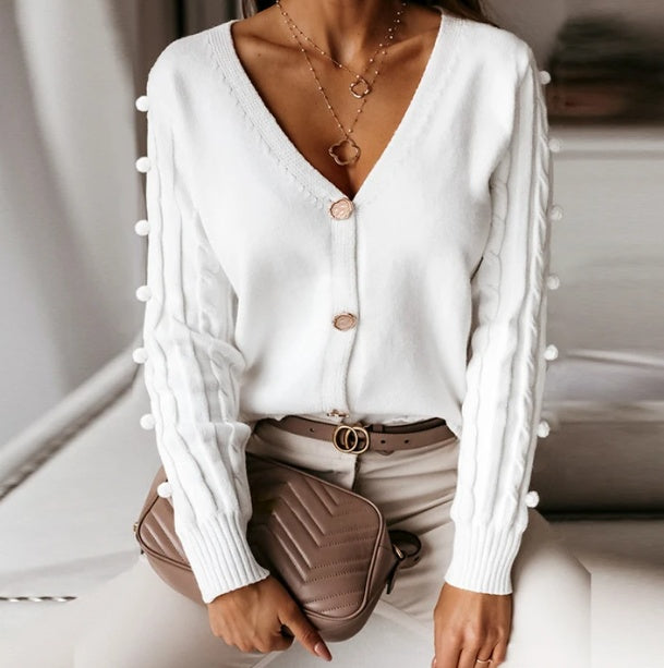 Chic Quilted V Neck Cardigan