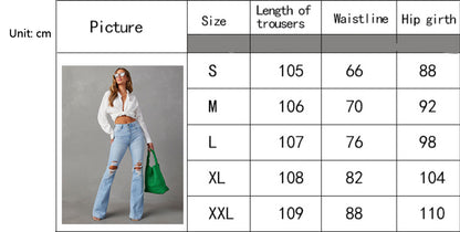 New Casual Ripped Women Blue Jeans Pants