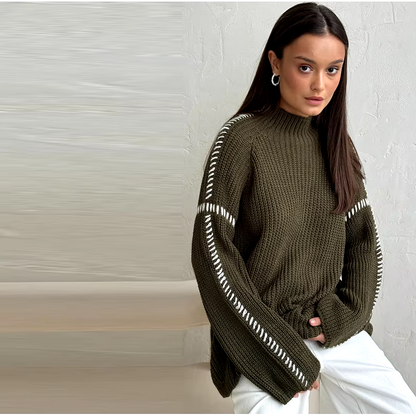 Cozy Contrast Knit Sweater