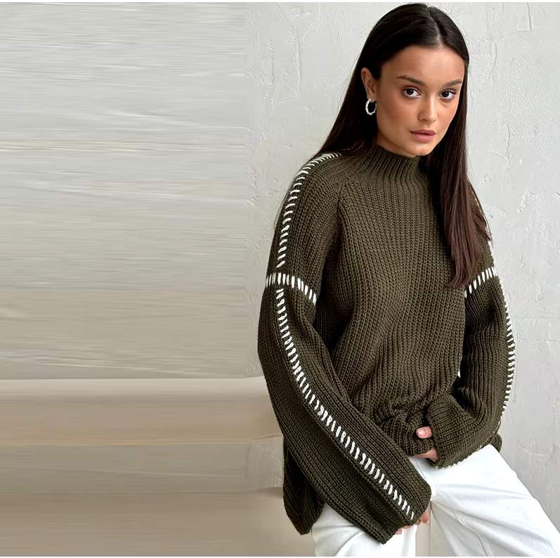 Araminta James 1982 Contrast Knit Sweater - Espresso