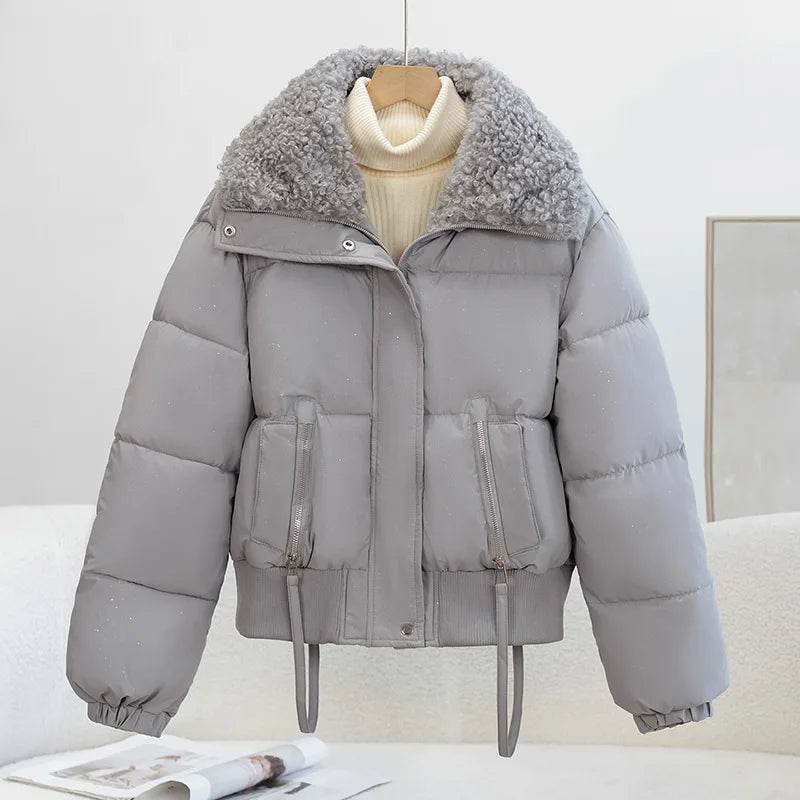 Cozy Winter Escape: Women's Puffer Jacket with Fleece Collar