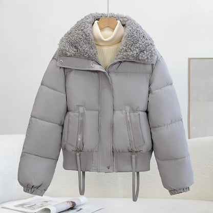 Cozy Winter Escape: Women's Puffer Jacket with Fleece Collar