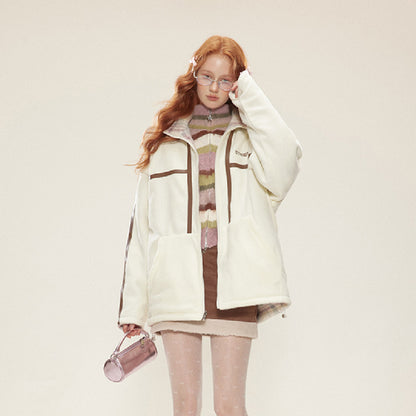 Winter Fashion Vintage Lamb Fleece Cotton Parkas Coat For Women