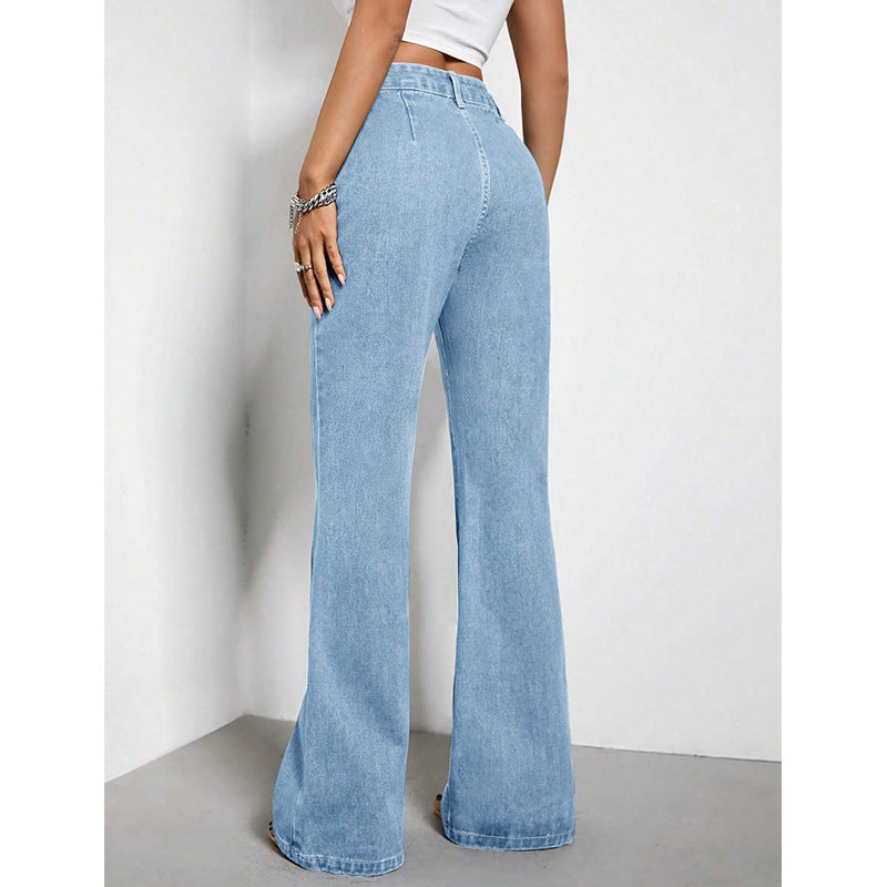 Womens High Waist Baggy Denim Trousers