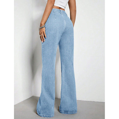 Womens High Waist Baggy Denim Trousers