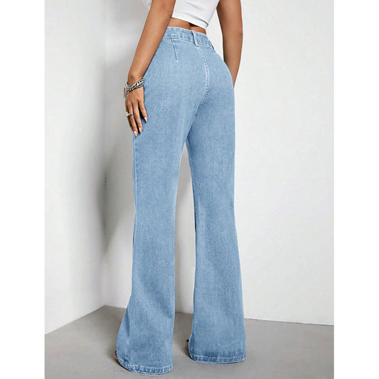 Womens High Waist Baggy Denim Trousers