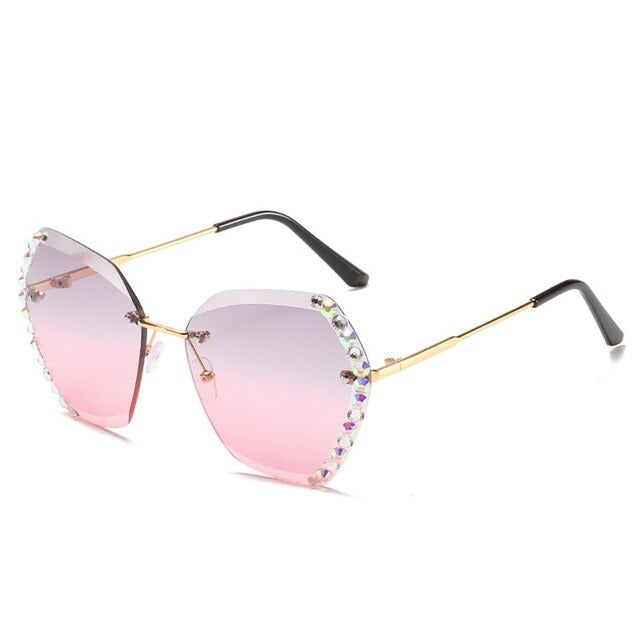Diamond Square Rimless Luxury Sunglasses
