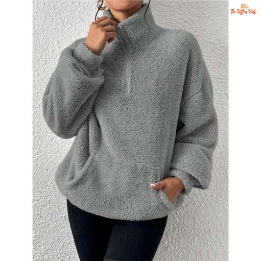 2026 Autumn Winter Women’s Velvet Hoodie, solid color plush pullover with pocket, slim fit fleece top for cozy seasonal fashion.
