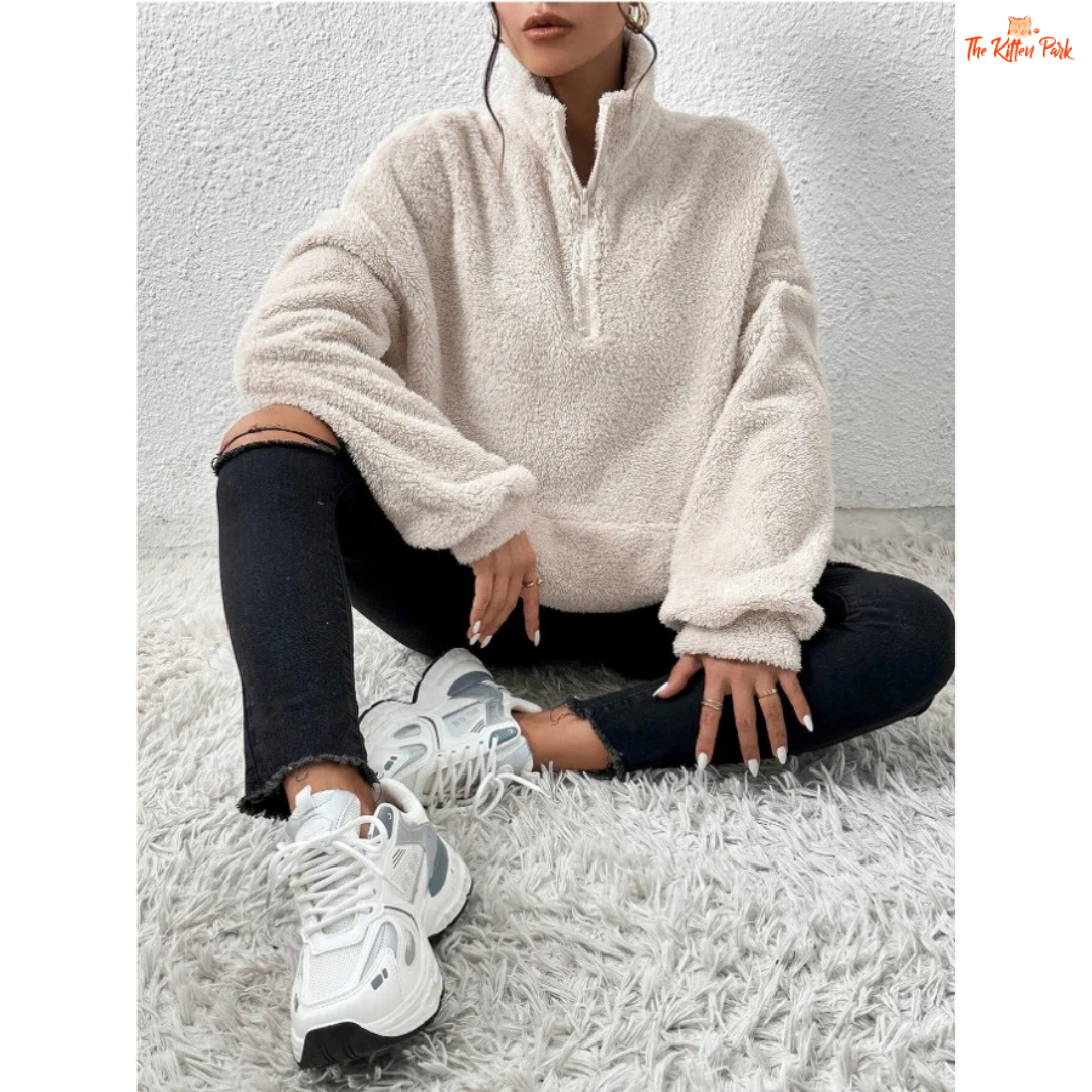 2026 Autumn Winter Women’s Velvet Hoodie, solid color plush pullover with pocket, slim fit fleece top for cozy seasonal fashion.