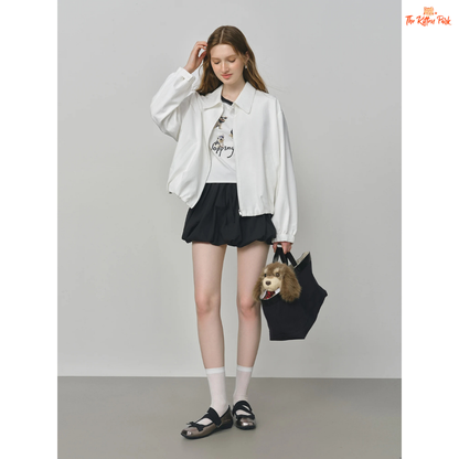 2026 French Barn-Style Short Jacket – Women’s Oversize Workwear Coat