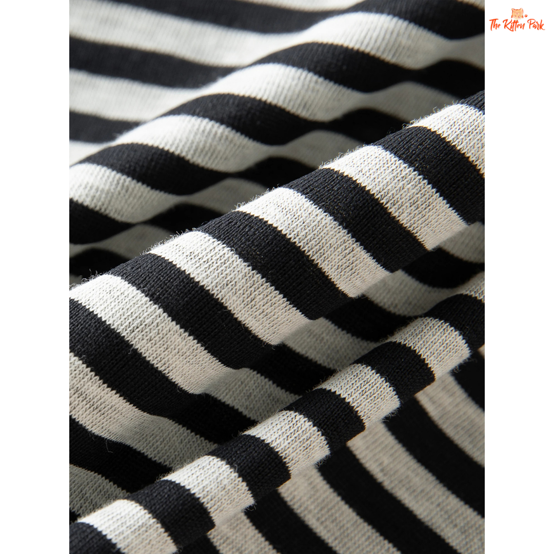 2026 Women's Retro Striped Fake Two-Piece V-Neck T-Shirt with retro stripes, layered look, and casual fit for all-season wear.