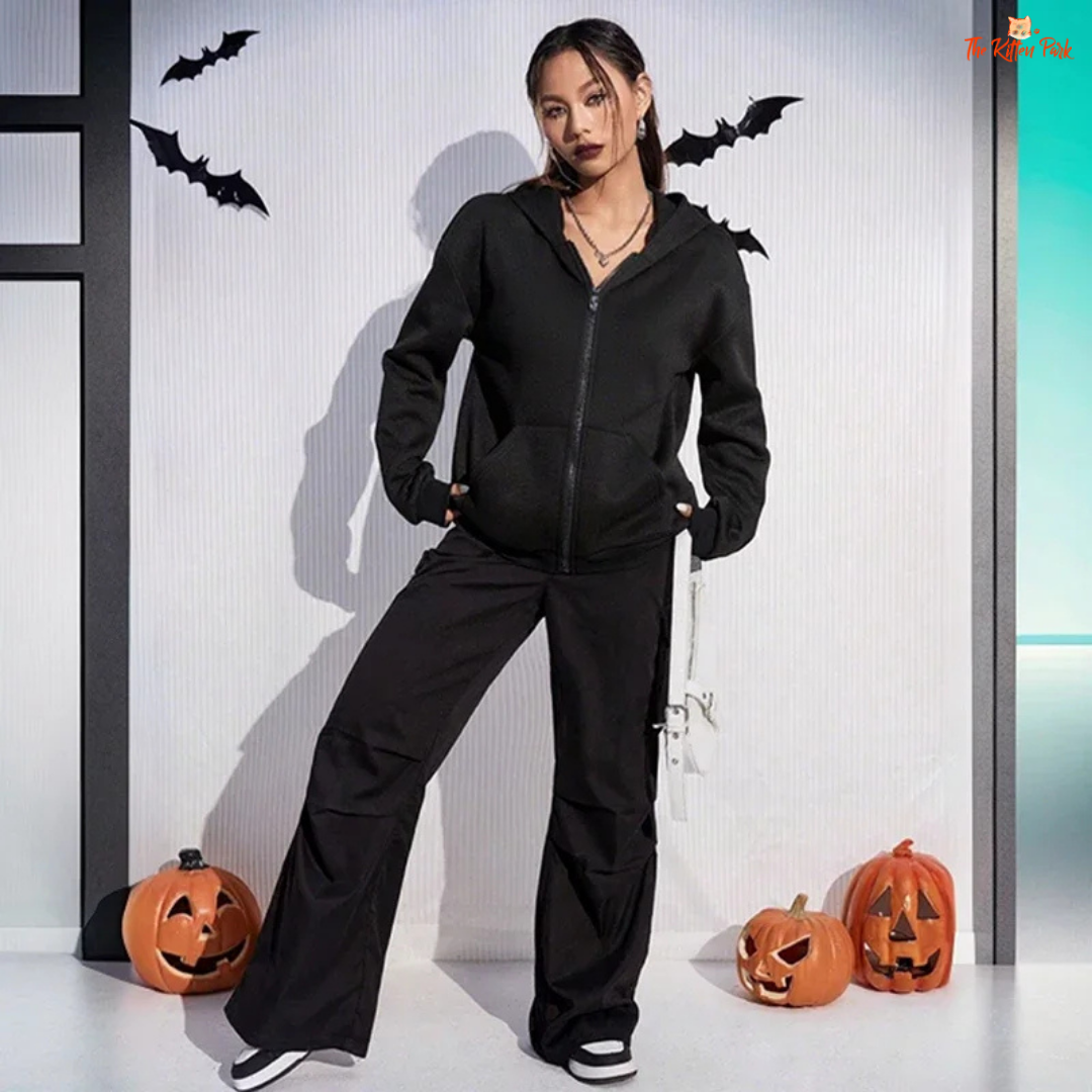 2026 Women's Zip Up Hoodie in pure solid color, featuring zipper closure, hood, and casual all-season design.