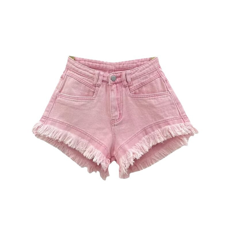 Summer Frayed High Waist Denim Shorts